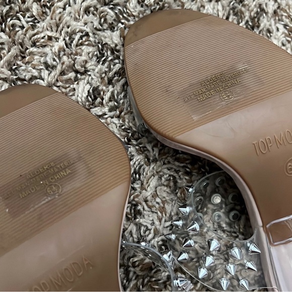 Pink Nude Round Toe Studded Heel - Picture 7 of 9